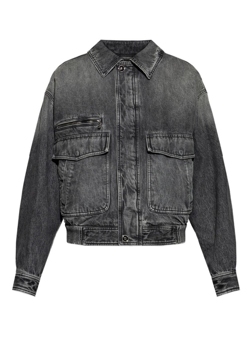 Versace Cropped Denim Jacket With Washed Black Finish