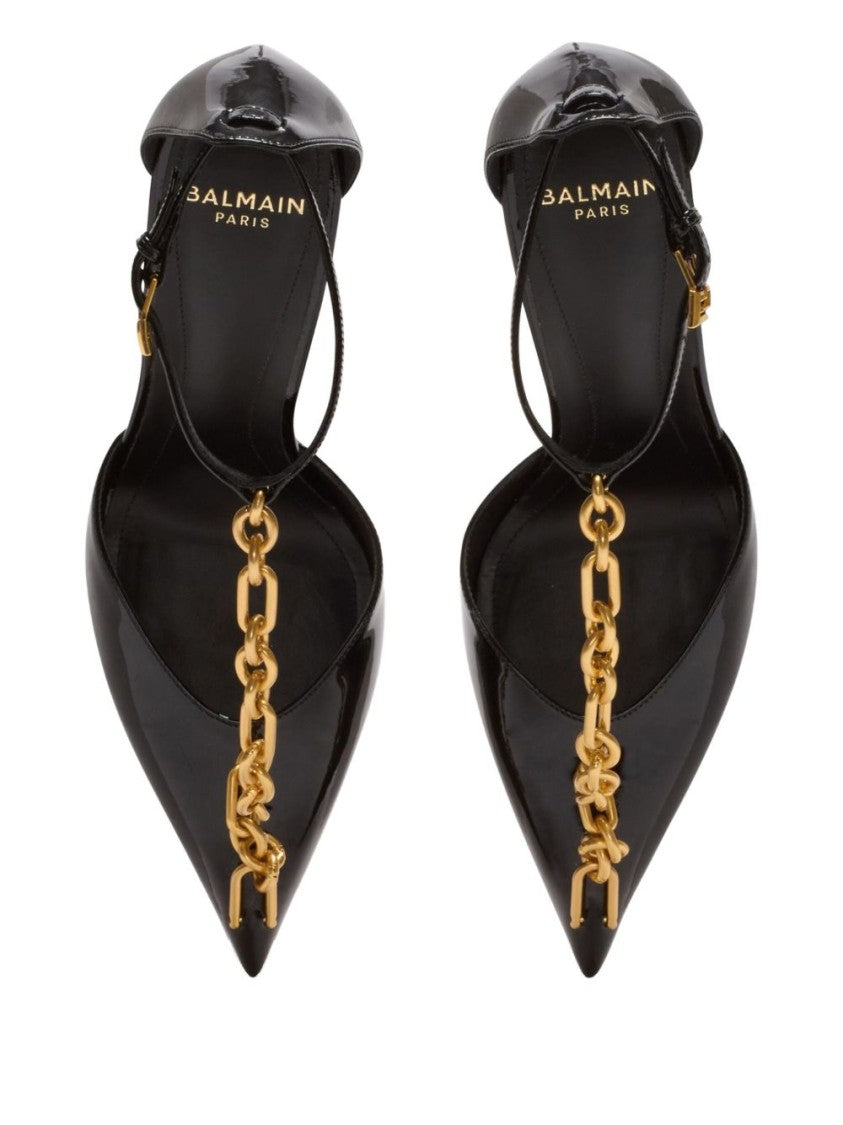 Balmain Black Silk And Nylon Pointed Pumps