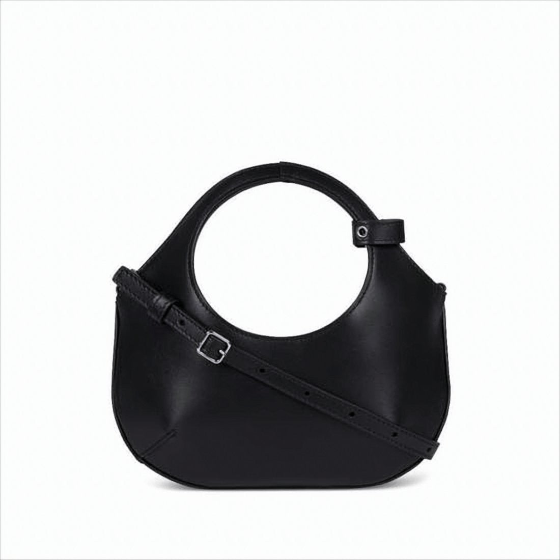 Courrèges Rounded Calf Leather Shoulder Bag With Circular Handle Cutout