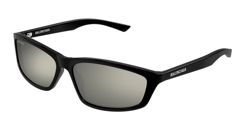 Balenciaga Black Reflective Lenses Oversized Square Sunglasses