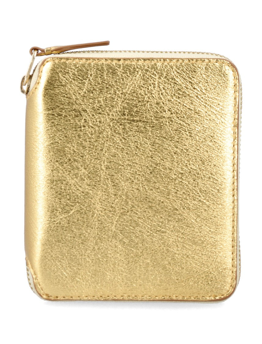 Comme Des Garçons Metallic Leather Zip-Around Wallet With Organized Storage