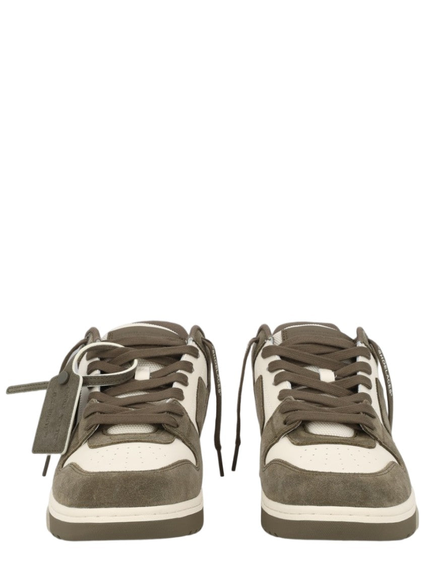 Off-White Military Green Smooth Suede Low-Top Leather Sneakers