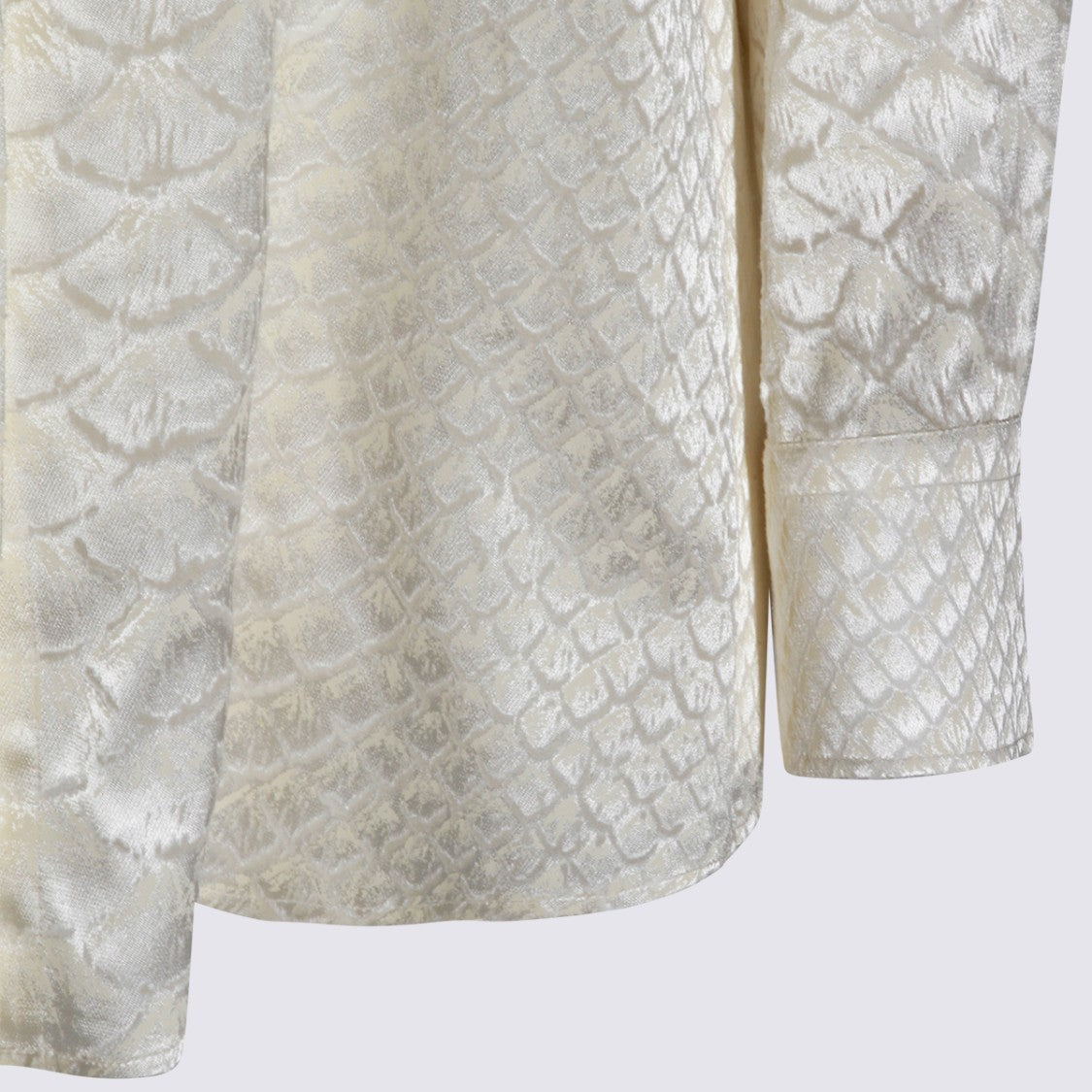 Roberto Cavalli Silky White Snakeskin Pattern Shirt