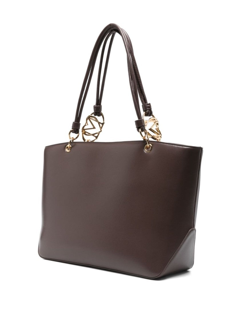 Love Moschino Structured Brown Polyurethane Shopper Bag