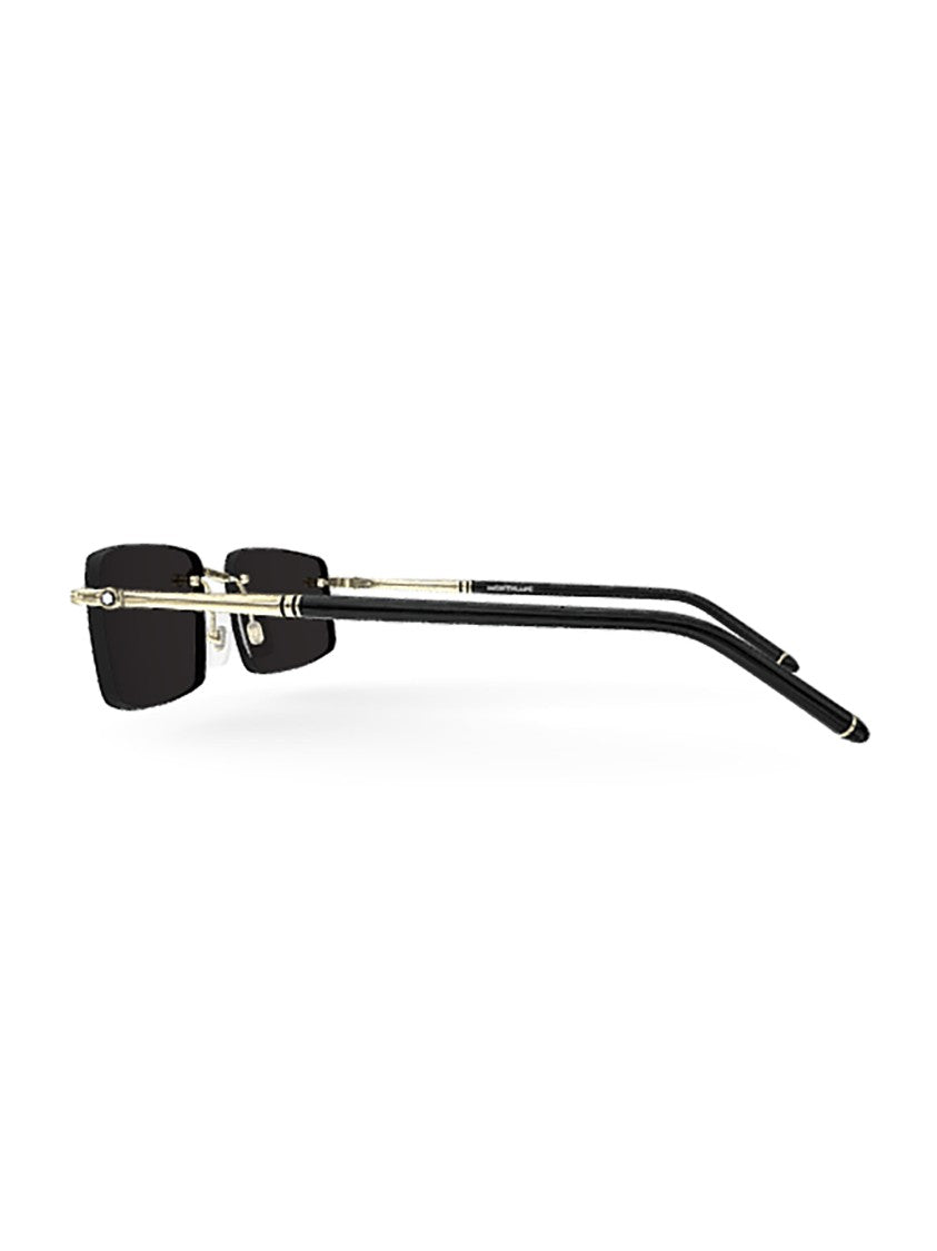 Montblanc Mb0443s Rectangular Rimless Metallic Sunglasses