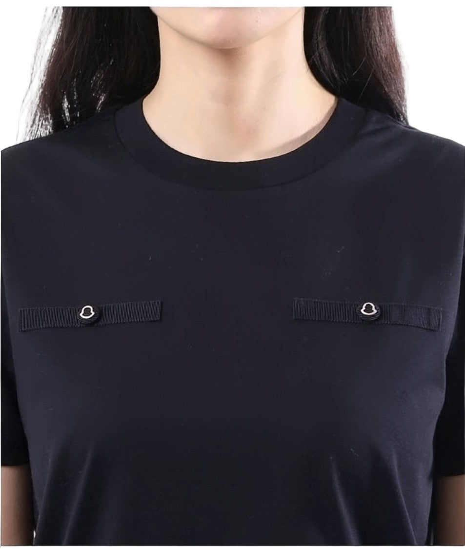 Moncler Minimalist Black Short-Sleeve T-Shirt With Buttoned Tabs