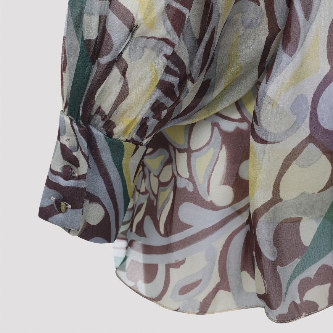 Etro Multicolor Silk Ruched Top With Asymmetric Hem