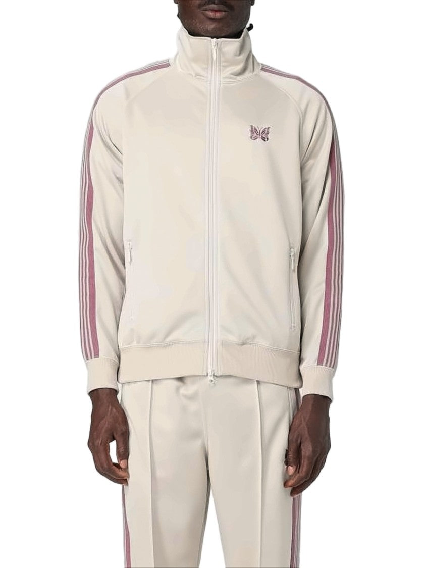 Needles High Collar Activewear Jacket With Contrasting Stripes