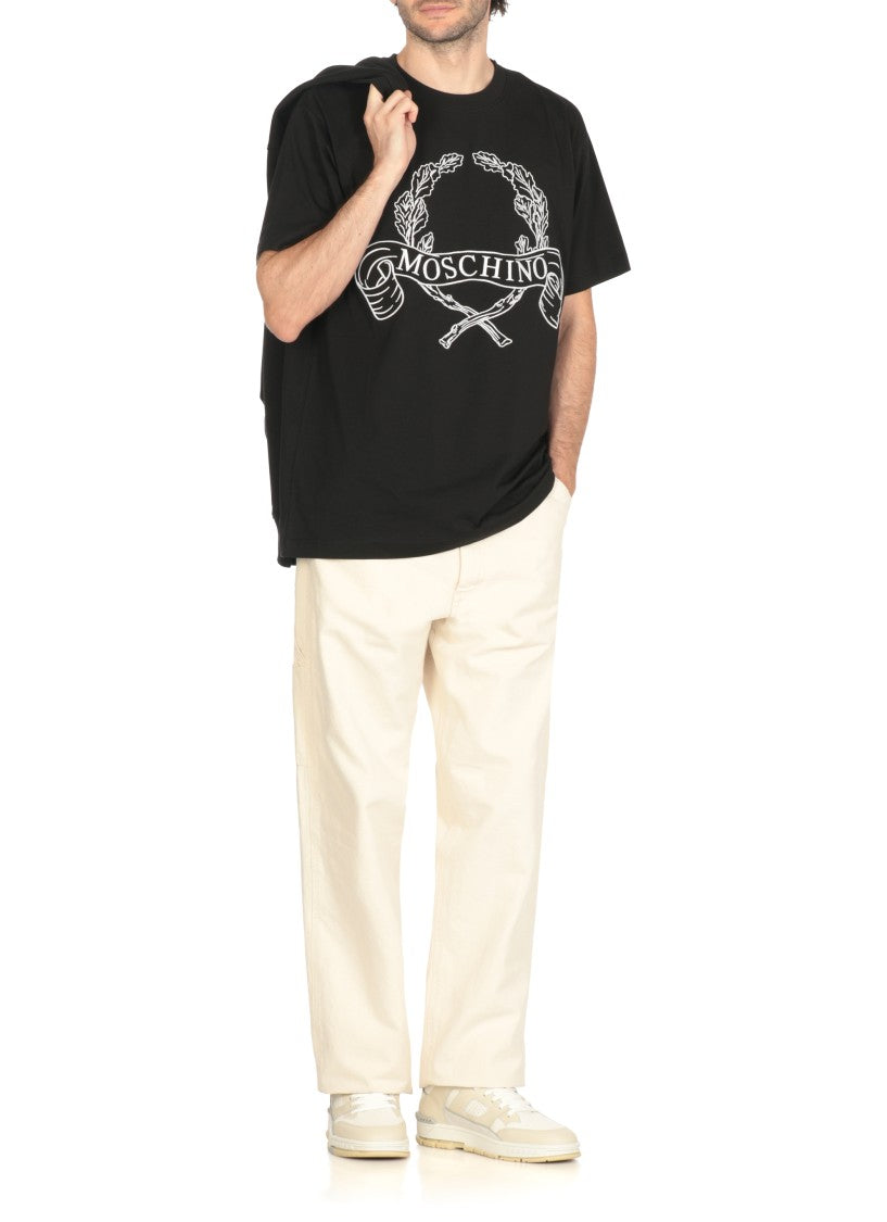 Moschino Contrasting Embroidered Logo Cotton T-Shirt