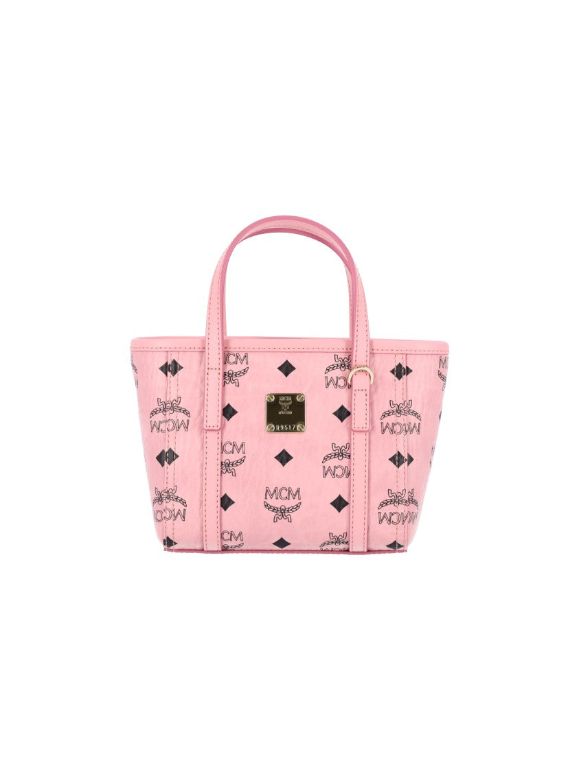 Mcm Pink Toni Visetos Canvas Tote Bag