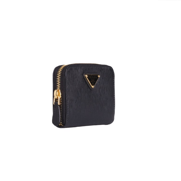 Prada Textured Black Calf Leather Wallet
