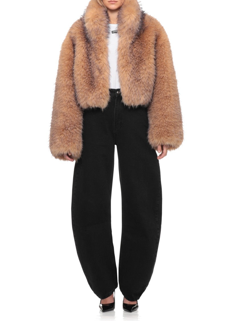 Rotate Black Cotton Wide-Leg Barrel Jeans