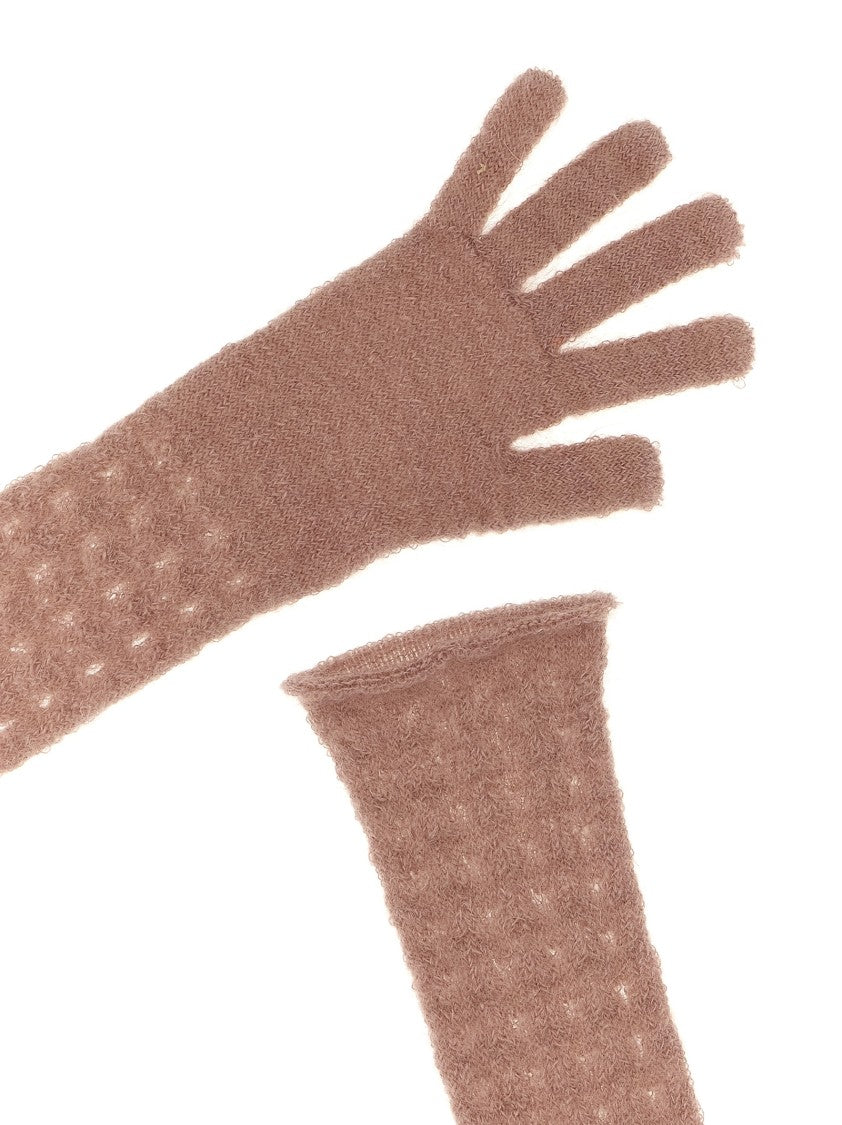 Fabiana Filippi Crocheted Mohair Blend Gloves With Dexterous Fit