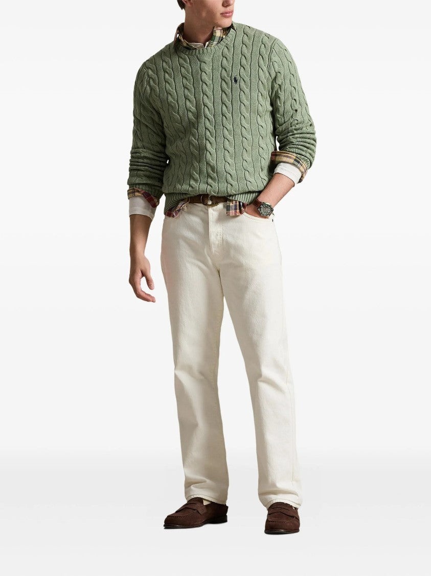 Polo Ralph Lauren Green Pullover Cable Knit Cotton Sweater