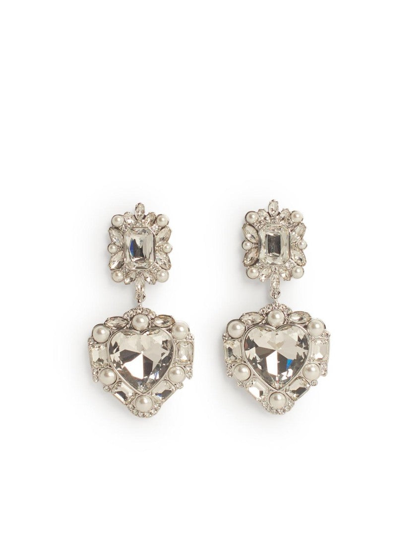 Self-Portrait Heart' Silver Brass Earrings