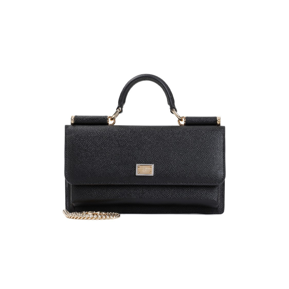 Dolce & Gabbana Dauphine Phone Black Saffiano Calf Leather Handbag