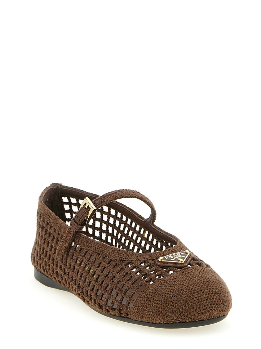 Prada Crochet Cotton Ballet Flats