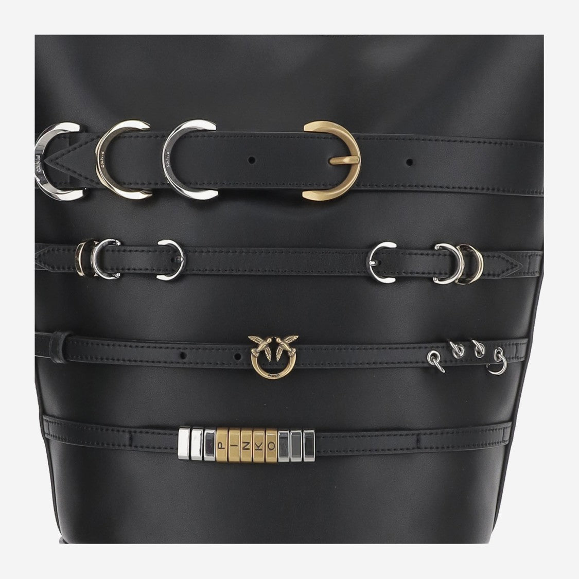 Pinko Leather Shoulder Bag With Straps