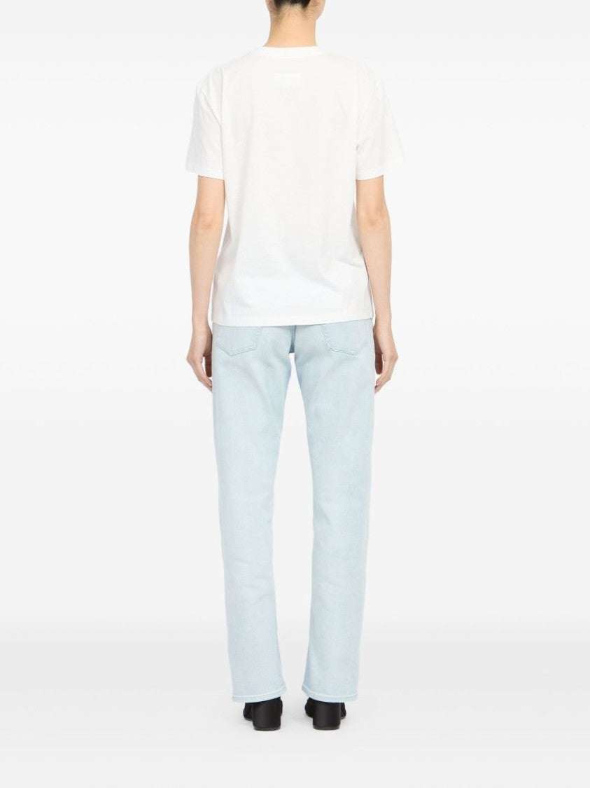 Mm6 By Maison Margiela Artistic White Cotton T-Shirt With Spray-Paint Detail