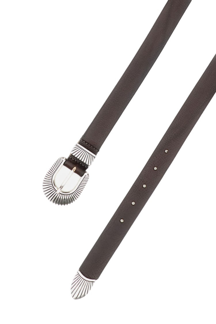Alberto Luti Distinctive Silver Buckle Leather Belt