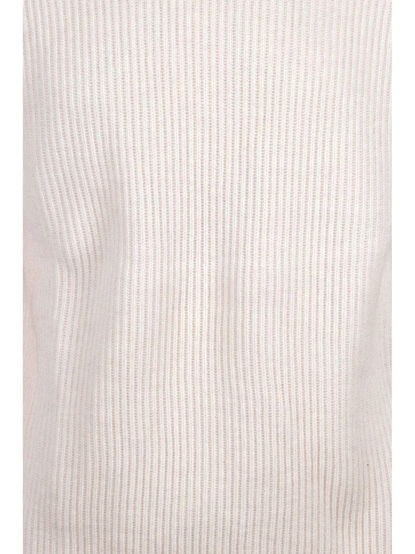 Mc2 Saint Barth Ribbed Knit Sweater With Raglan Sleeves In Neutral Beige