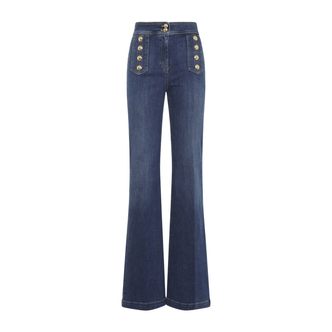 Elisabetta Franchi Blue Denim Cotton Jeans With Buttons