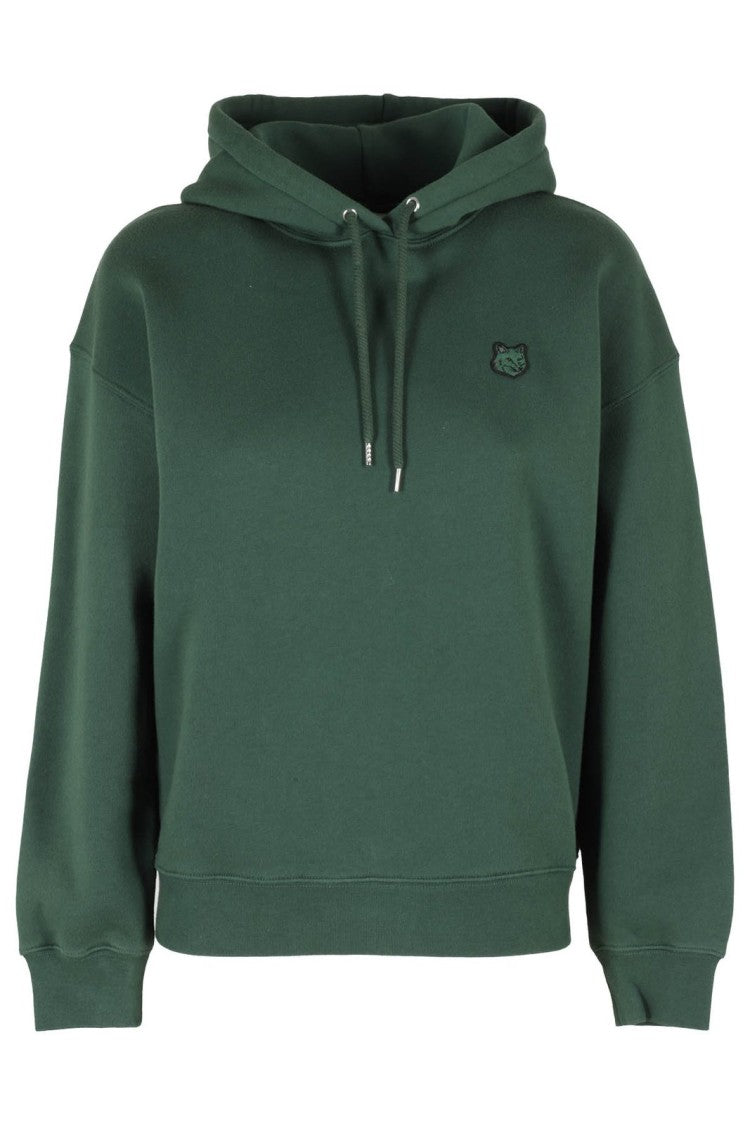 Maison Kitsuné Dark Green Relaxed Fit Hoodie With Embroidered Logo