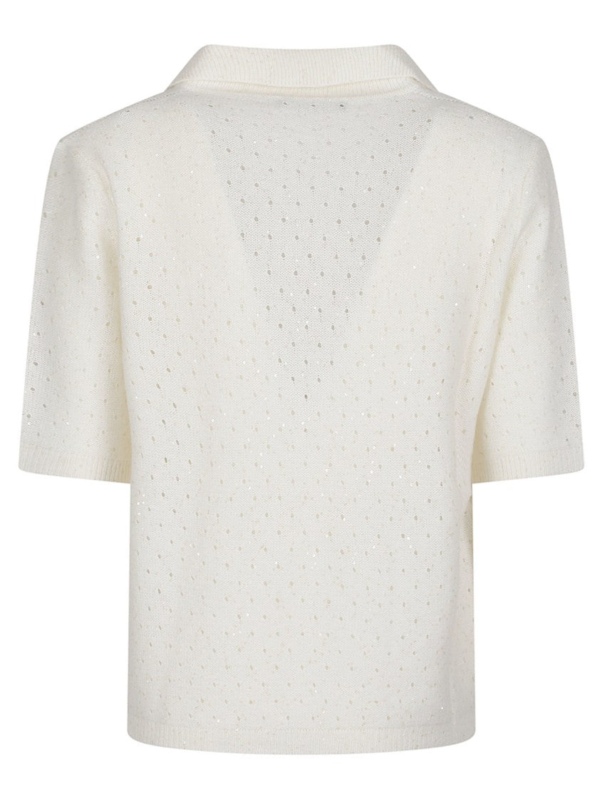 Fabiana Filippi Round Neck Perforated Virgin Wool-Blend Sweater