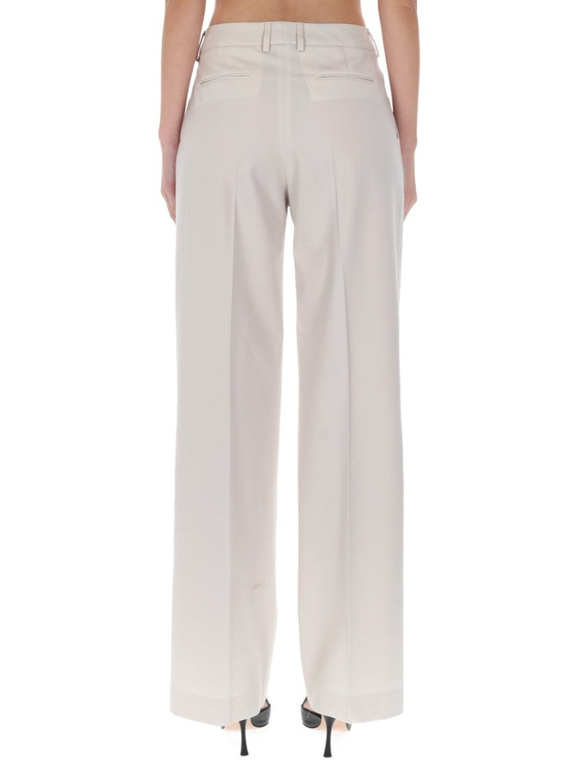 Pt Torino Grey Virgin Wool-Blend Wide-Leg Pants