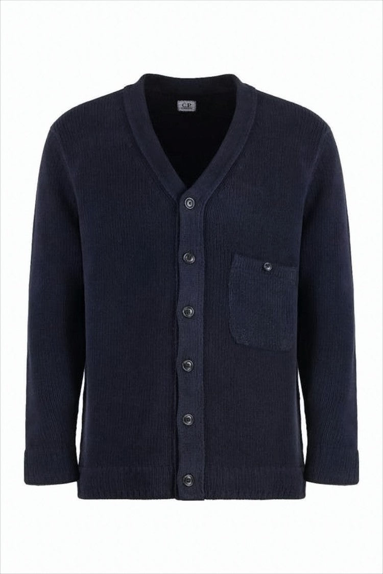 C.P. Company Boxy Fit Cardigan With V-Neckline And Textured Knit