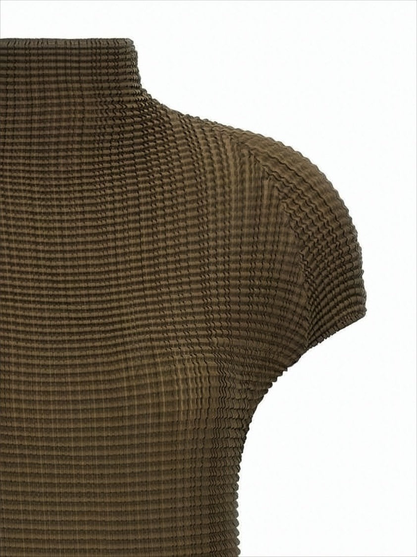 Issey Miyake Textured Short-Sleeve Top With Pleated Design