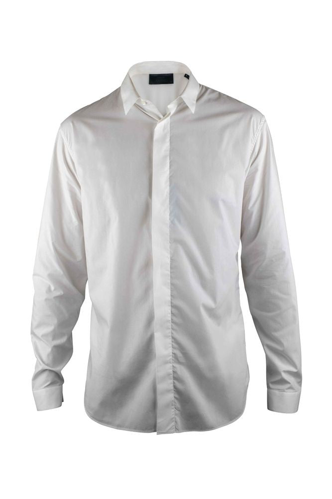 Philipp Plein Concealed Button Placket White Cotton Shirt