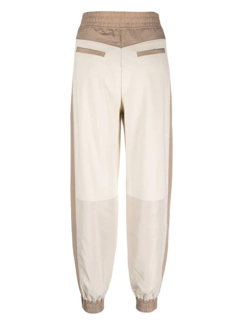 Eleventy Beige Color-Block Sweatpants With High Waist And Button Details