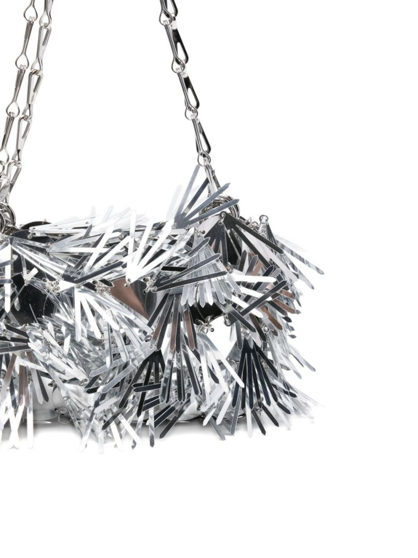 Rabanne Nano Sparkle Handbag With Silver Metallic Finish