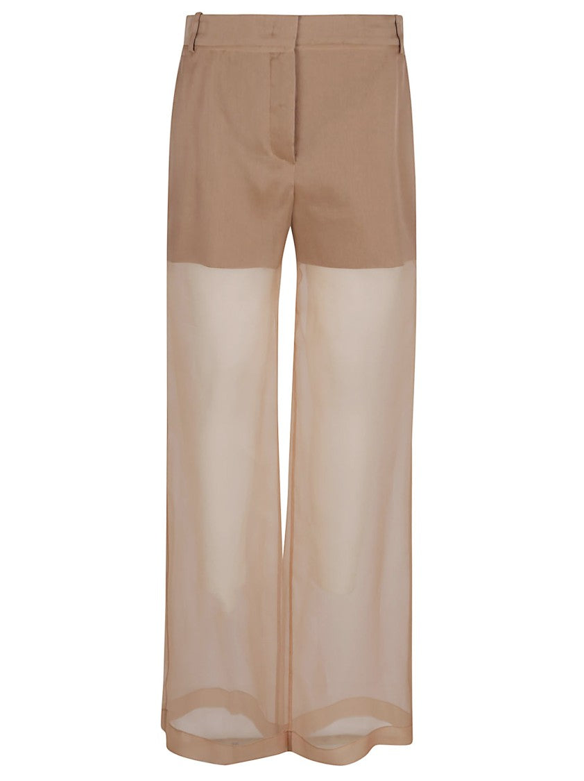 Pinko Transparent Organza Wide Trousers With Fabric Culottes