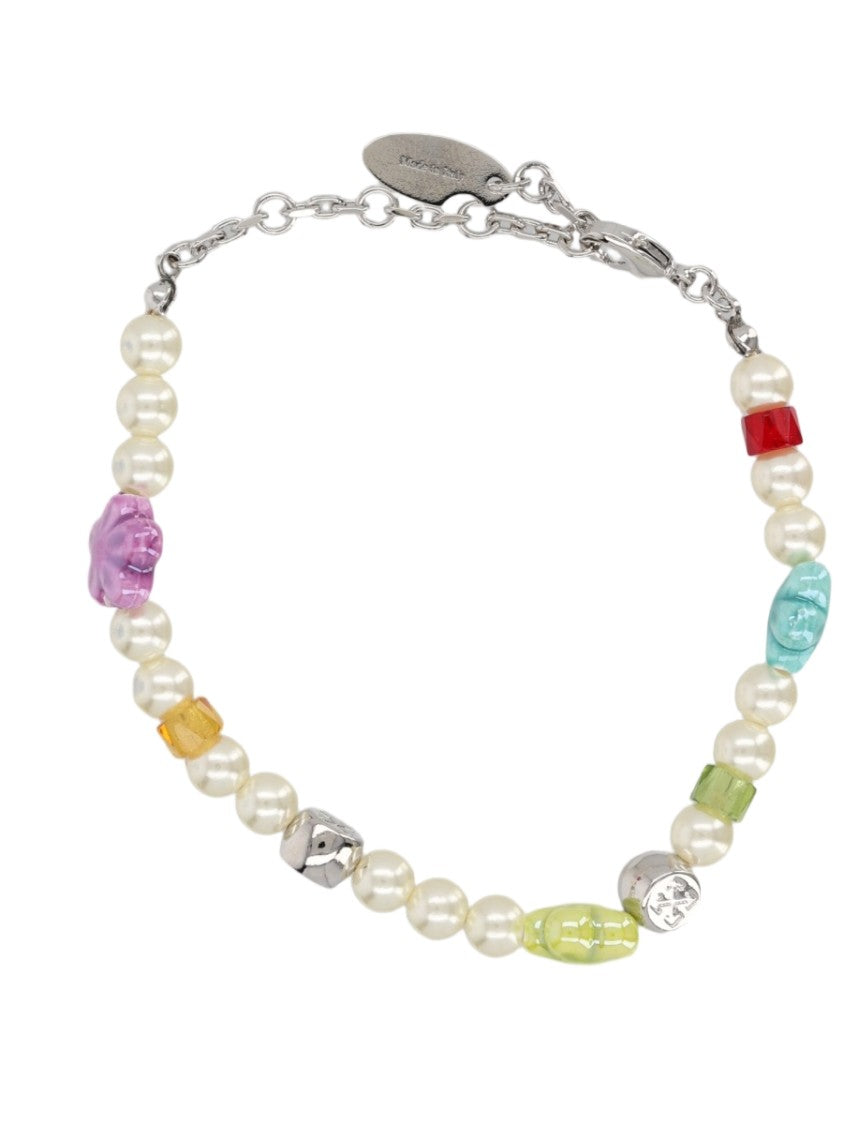 Off-White Silver Colorful Beaded Brass Bracelet