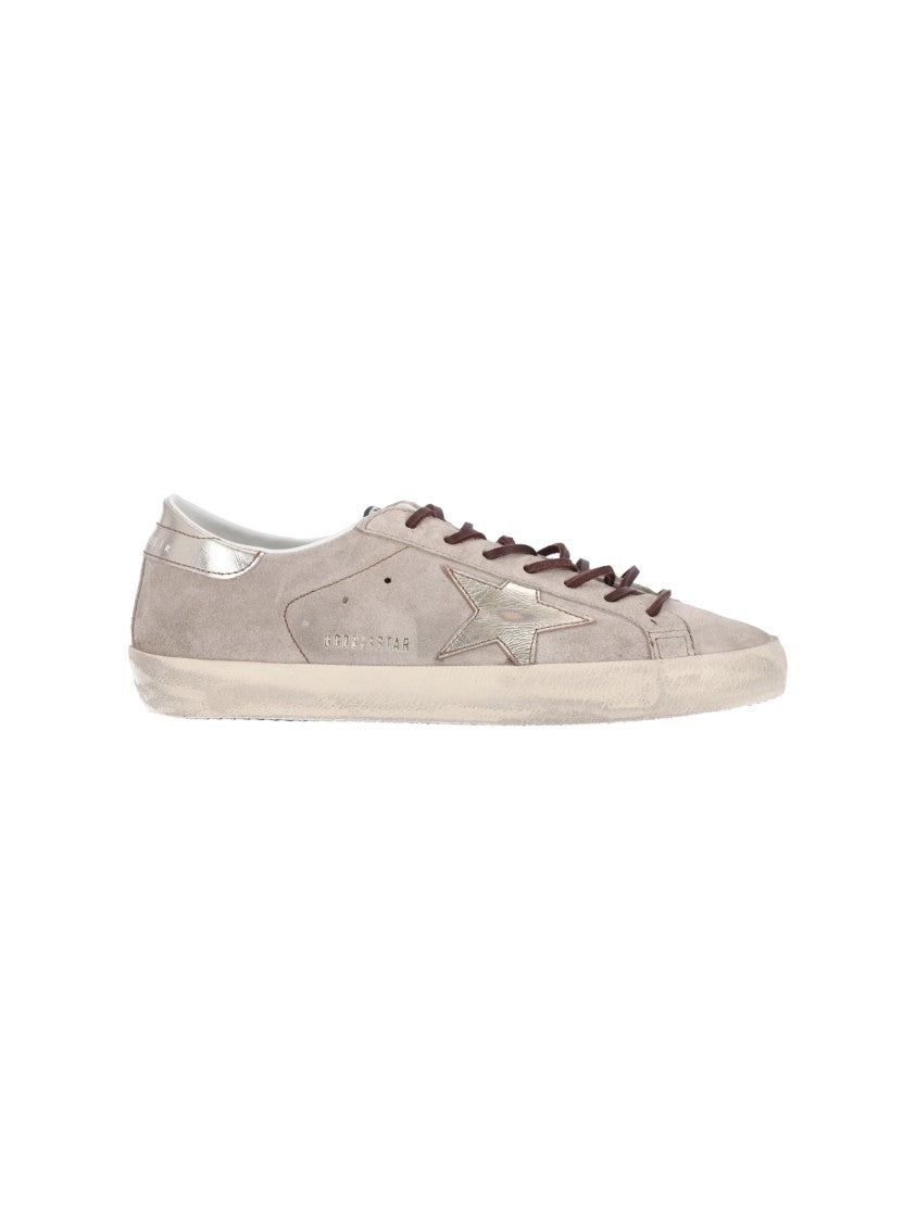 Golden Goose Beige Calf Suede Sneakers With Star Applique