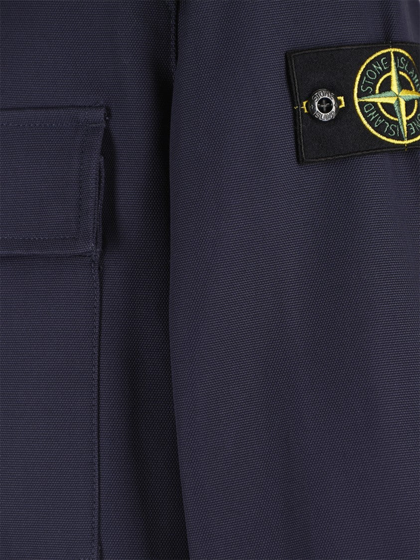 Stone Island Zip Front Shirt With Textured Finish