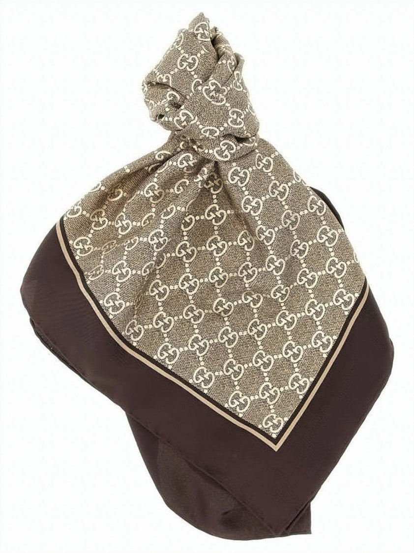 Gucci Textured Beige Silk Scarf