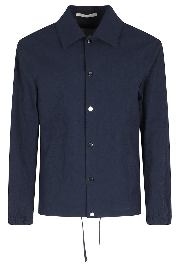 Paolo Pecora Blue Jacket Shirt Drawstring Cotton-Blend Jacket