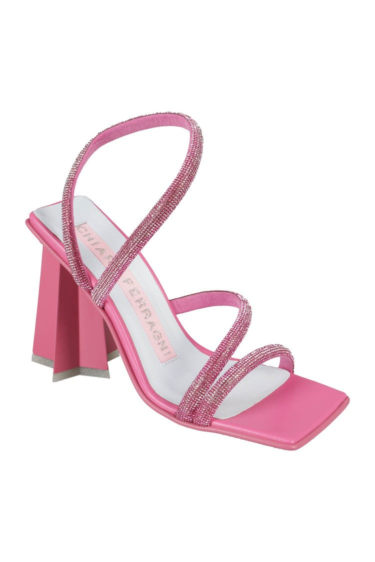 Chiara Ferragni Pink Leather Glitter Sandals