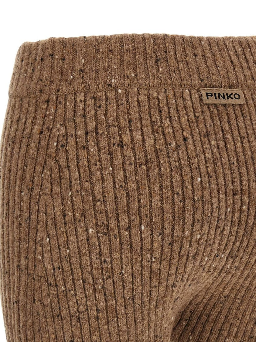 Pinko Bouclé Knit Shorts With Rhinestone Appliques