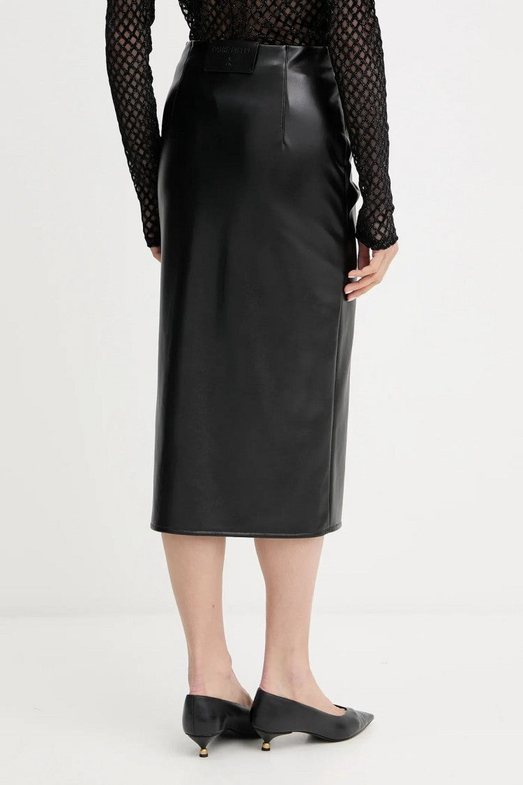 Patrizia Pepe Black Glossy Polyurethane Midi Skirt