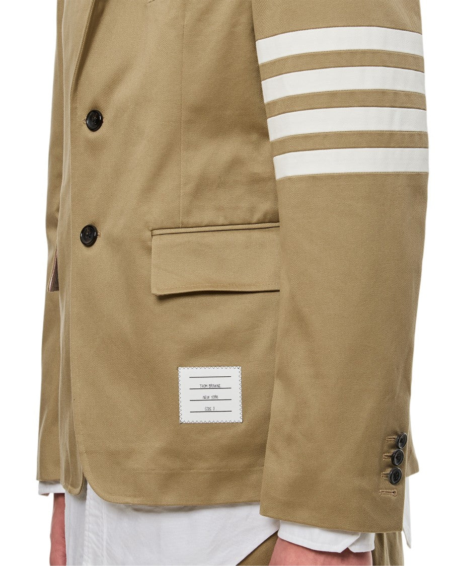 Thom Browne Single-Breasted Cotton Twill Sport Jacket With Iconic Sleeve Stripes