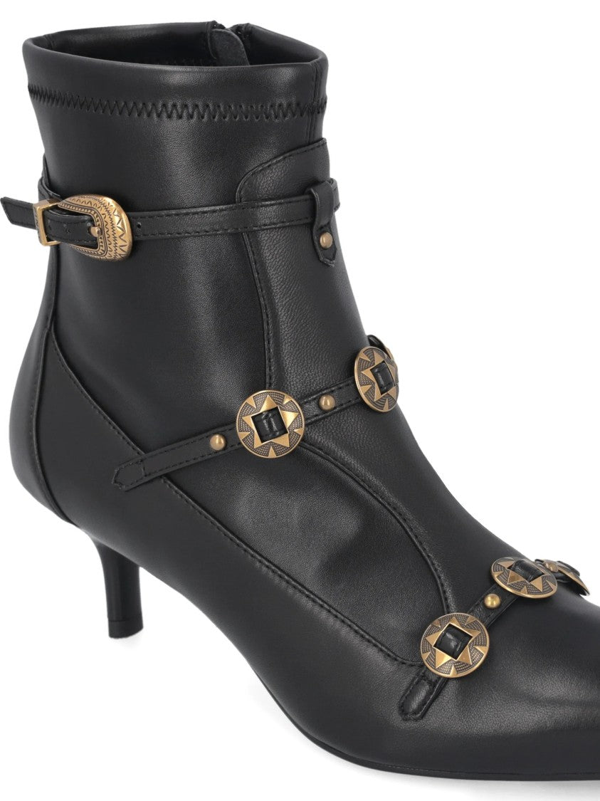 Pinko Black Gloria 20 Leather Kitten-Heel Boots