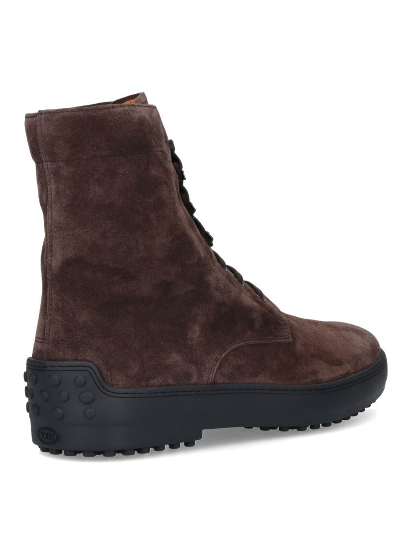Tod's Brown Suede Ankle Boots With Round Toe
