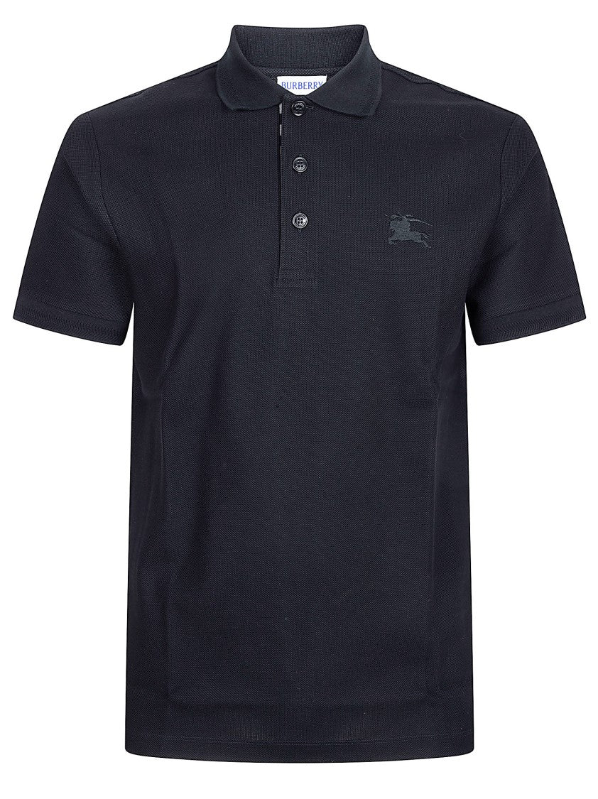 Burberry Black Polo Shirt With Classic Collar And Embroidered Logo