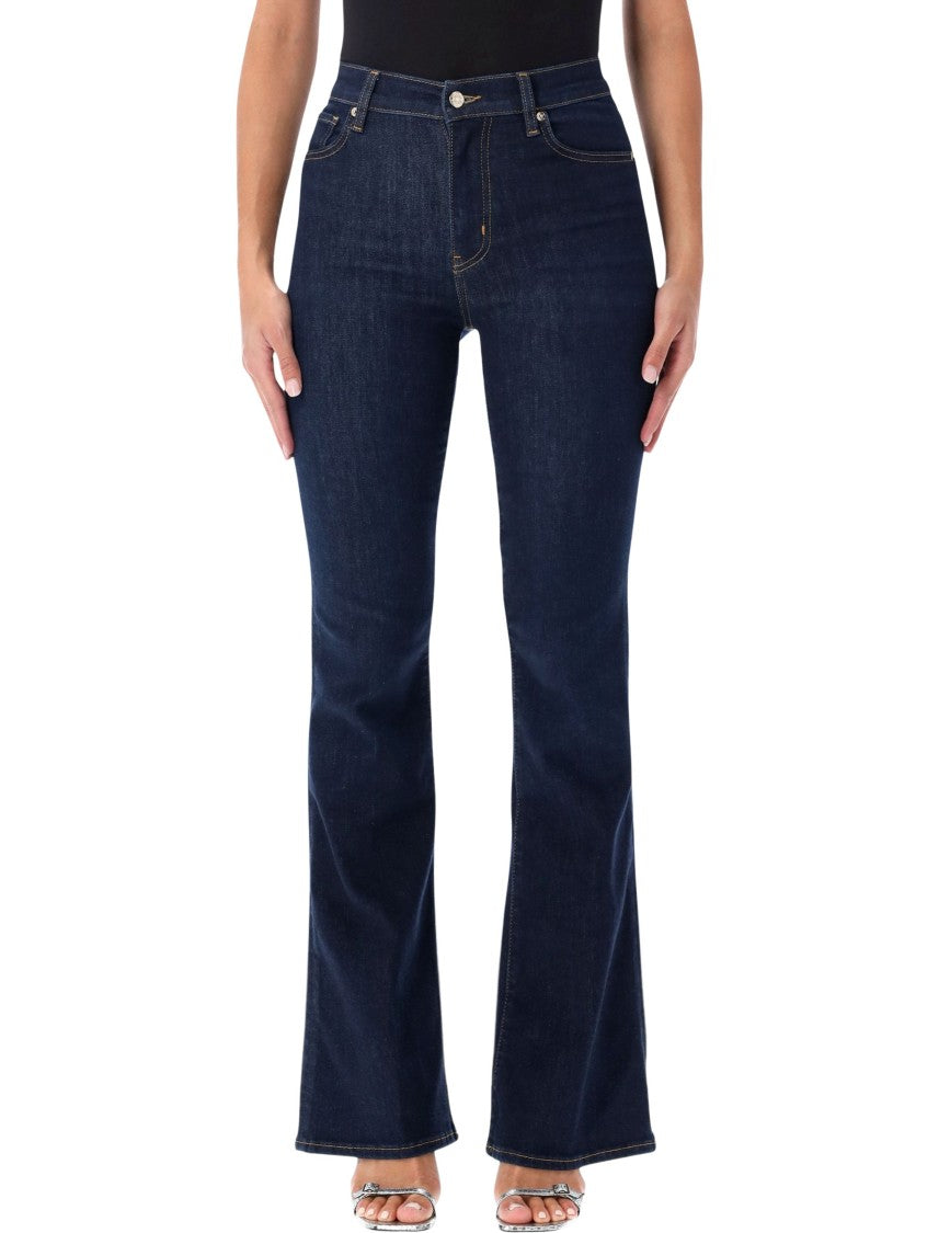Frame High-Waisted Fitted Flare Jeans With Five-Pocket Design