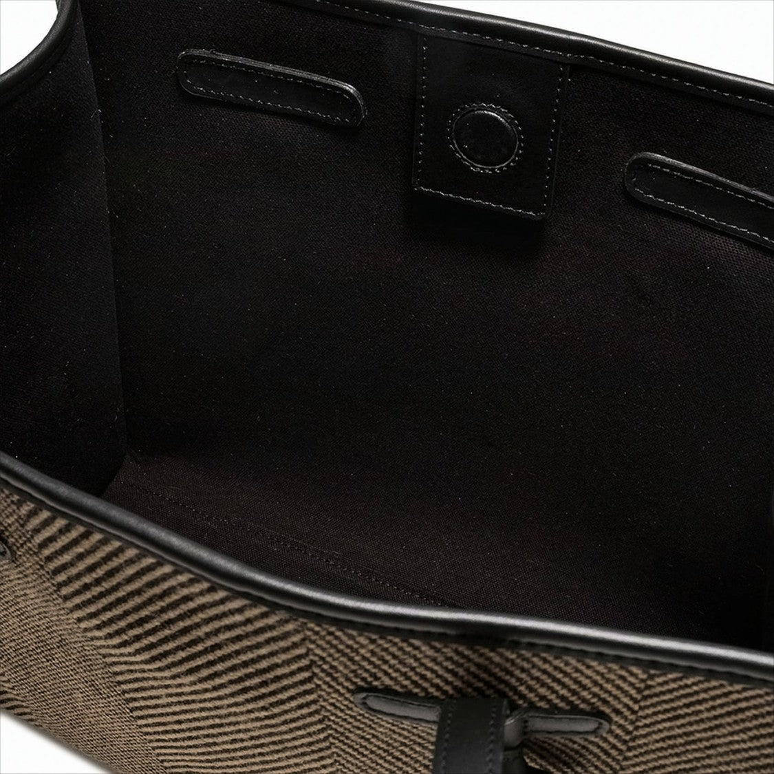 Marcella Herringbone Fabric Tote Bag With Leather Accents