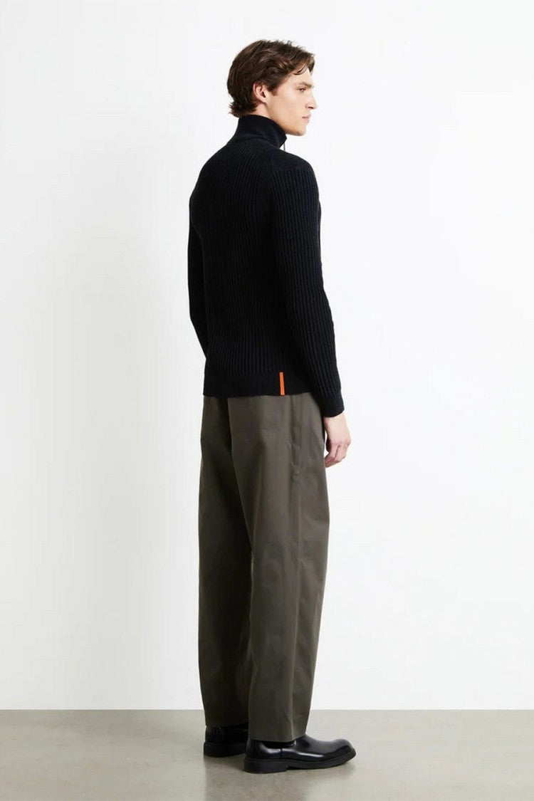Rrd Navy Ribbed Full-Zip Stand-Collar Sweater